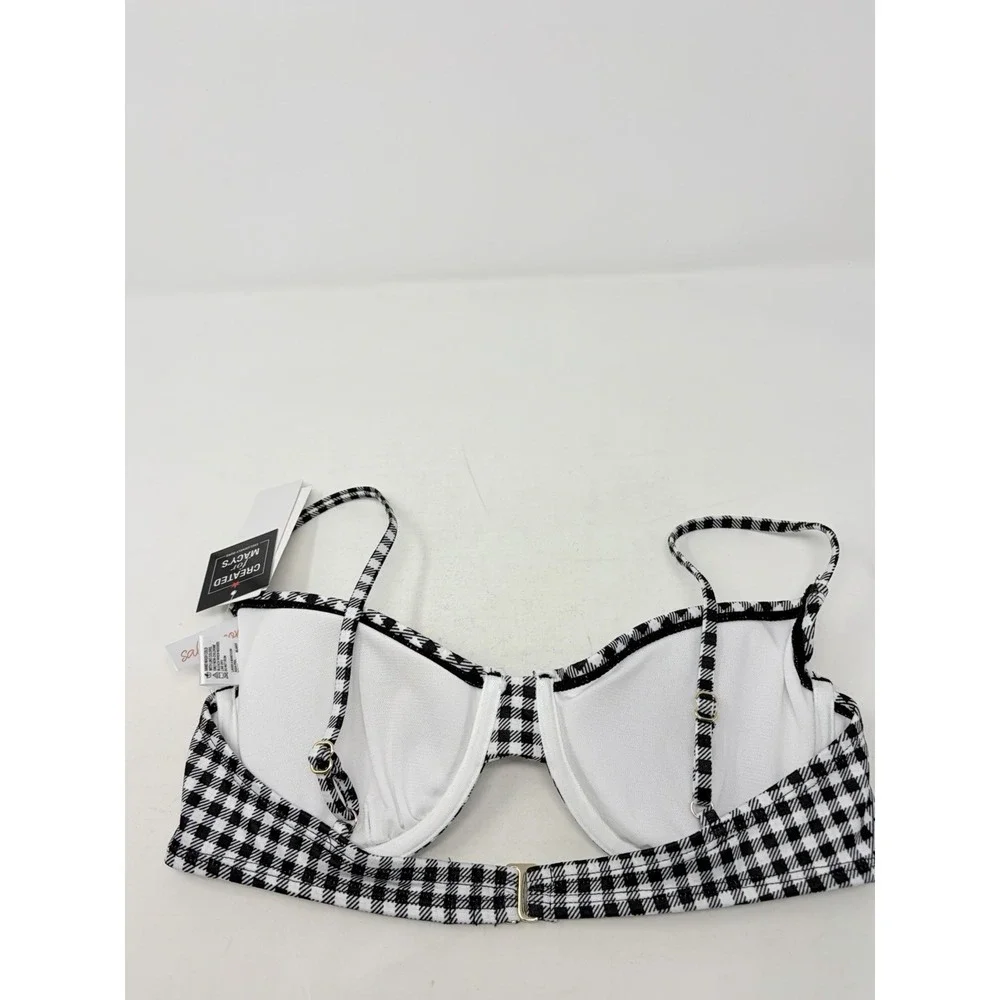 Salt + Cove Juniors Size Medium Gingham Sunset Palms Underwire Bikini Top 948